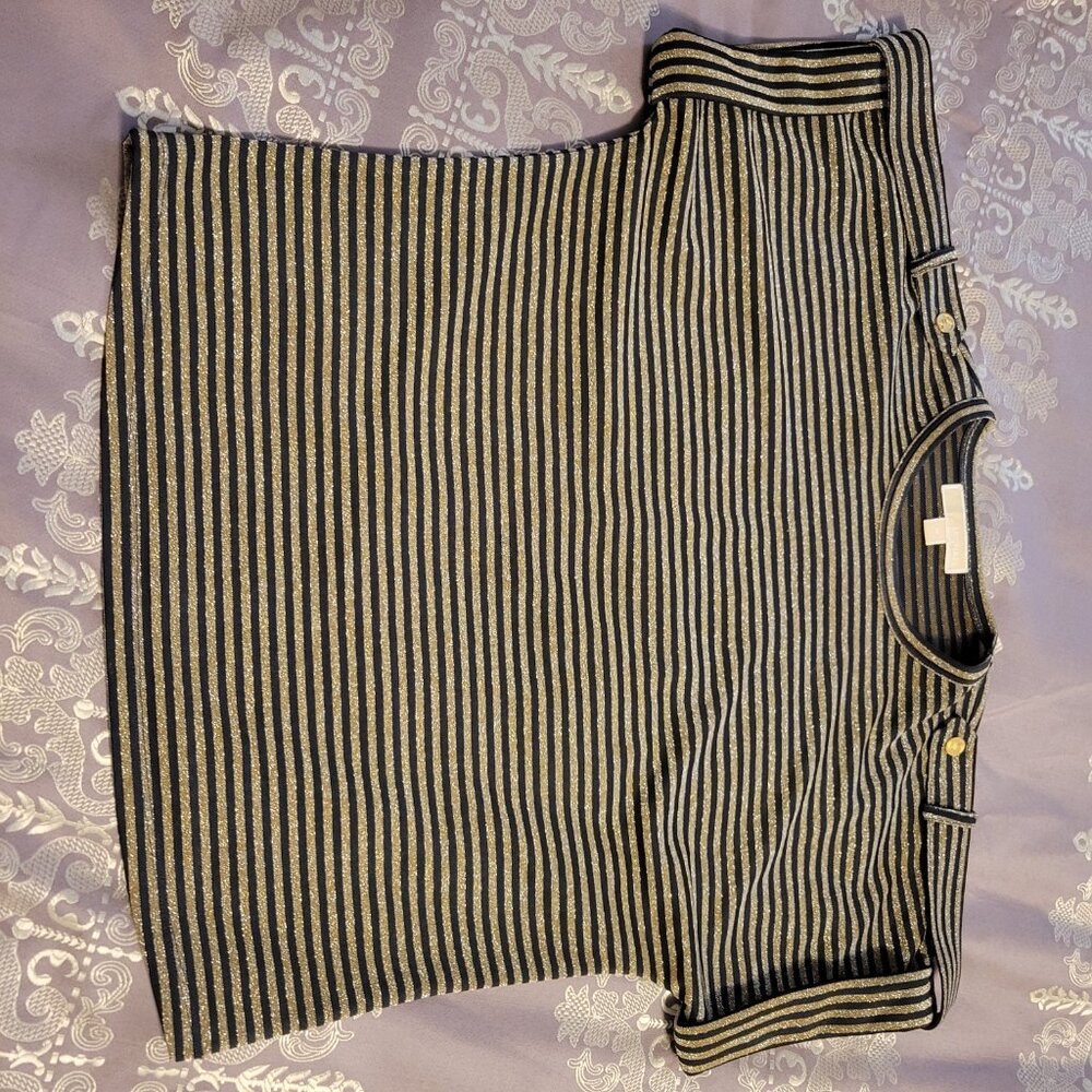 Michael Kors Blouse Navy/Gold Stripped
